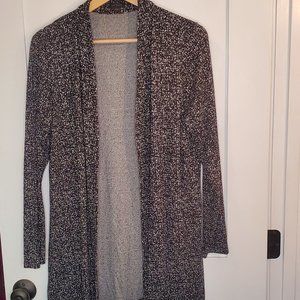 J Jill Wearever Collection Black & White Speckled Long Sleeve Cardigan Size L